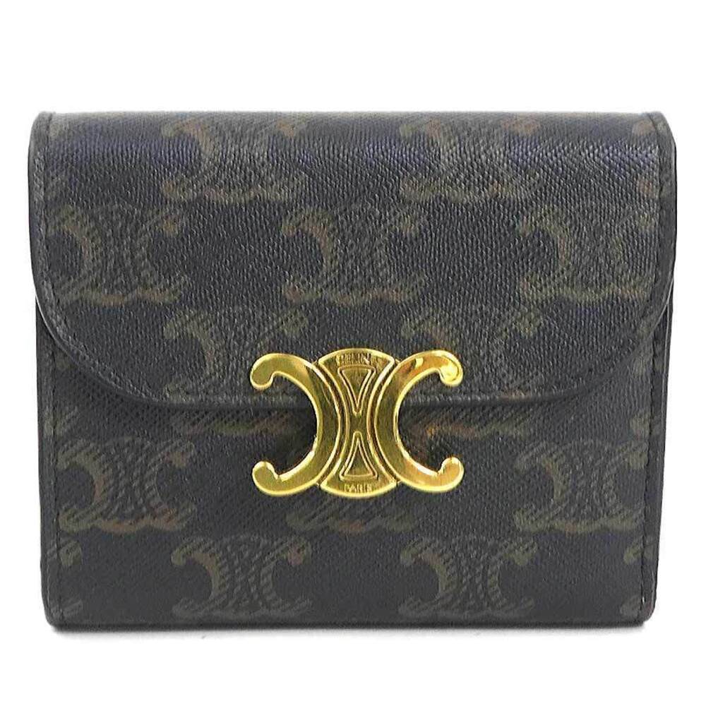 Celine Tri fold Wallet Triomphe Canvas Brown